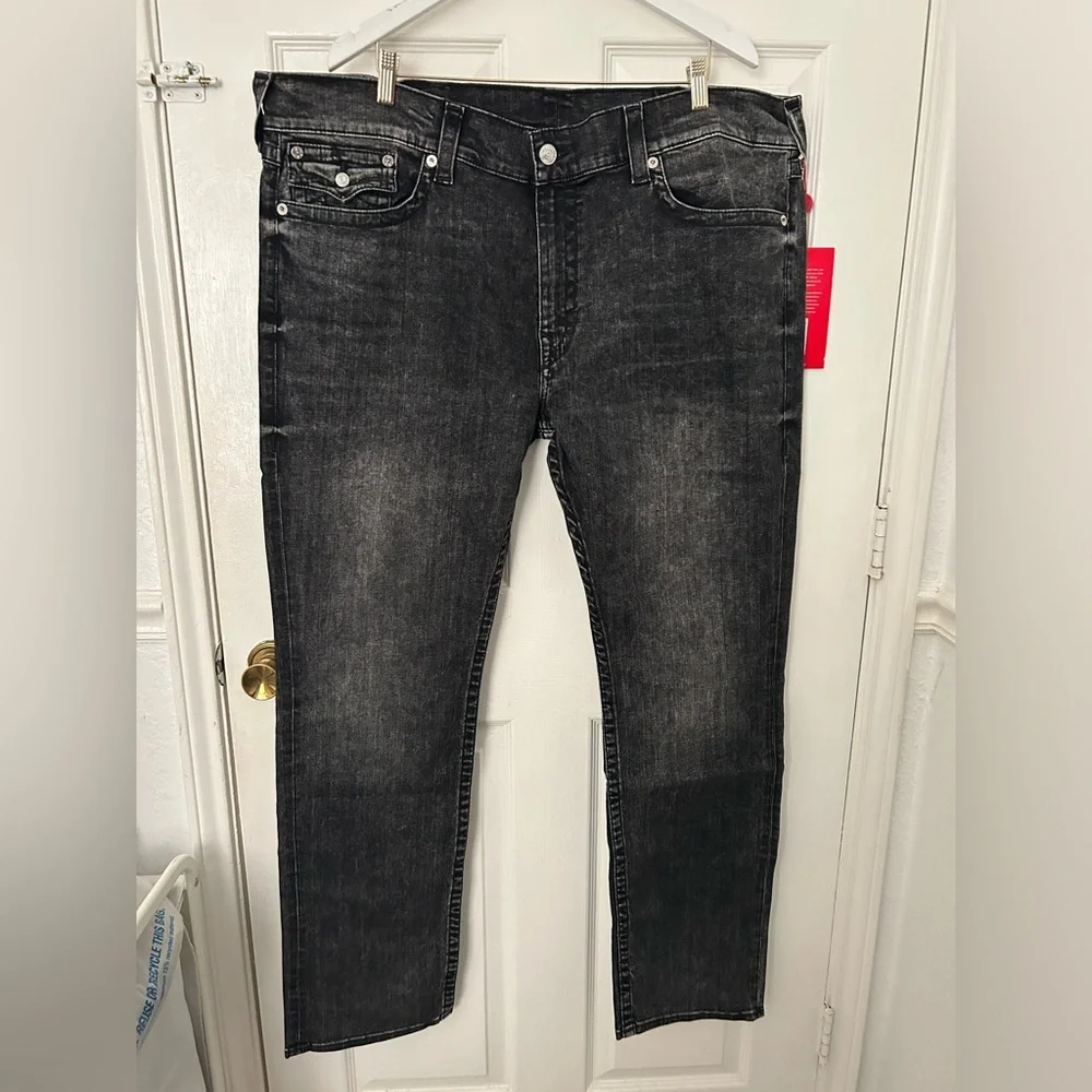 True Religion Men's Black Washed Relaxed Jeans